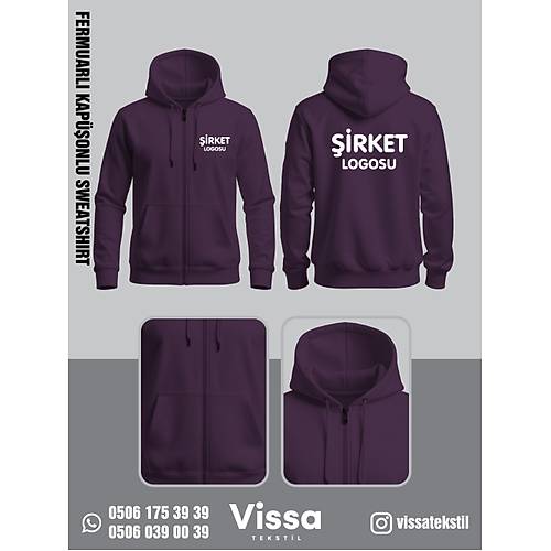 3 �PL�K �ARDONLU KAP��ONLU FERMUARLI SWEAT
