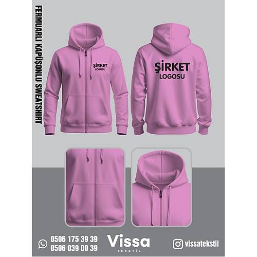3 �PL�K �ARDONLU KAP��ONLU FERMUARLI SWEAT