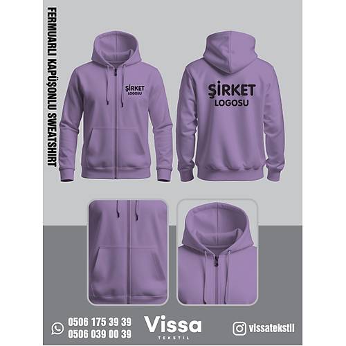 3 �PL�K �ARDONLU KAP��ONLU FERMUARLI SWEAT