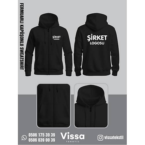 3 �PL�K �ARDONLU KAP��ONLU FERMUARLI SWEAT