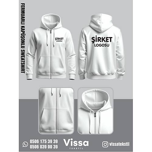 3 �PL�K �ARDONLU KAP��ONLU FERMUARLI SWEAT