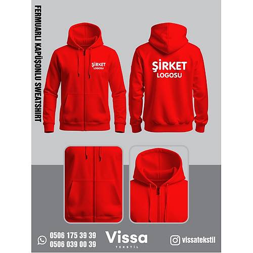 3 �PL�K �ARDONLU KAP��ONLU FERMUARLI SWEAT