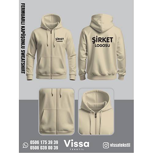 3 �PL�K �ARDONLU KAP��ONLU FERMUARLI SWEAT