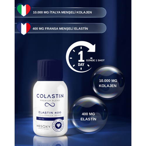 COLASTIN Premium Blend 10.000 mg Kollajen + 400 mg Elastin � S�v� Kollajen Shot � Type 1-2-3 � Cilt S�k�la�t�r�c� � 50 ml