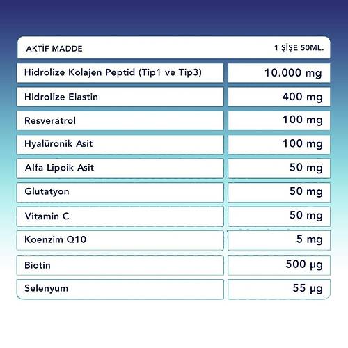 COLASTIN Premium Blend 10.000 mg Kolajen + 400 mg Elastin � S�v� Kolajen Shot � Type 1-2-3 � Cilt S�k�la�t�r�c� � 50 ml