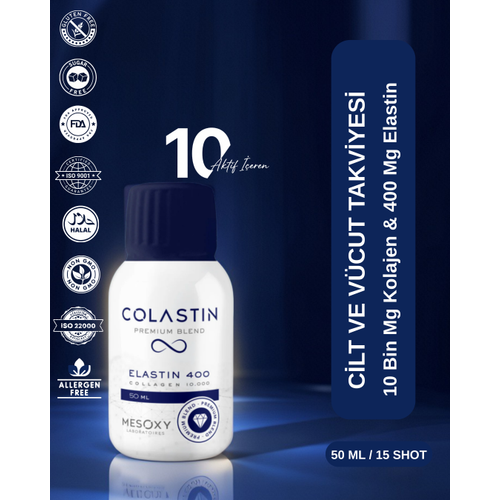 COLASTIN Premium Blend 10.000 mg Kolajen + 400 mg Elastin � S�v� Kolajen Shot � Type 1-2-3 � Cilt S�k�la�t�r�c� � 50 ml