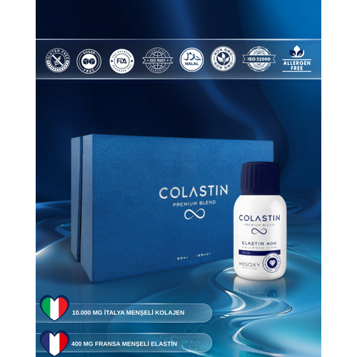 COLASTIN Premium Blend 10.000 mg Kollajen + 400 mg Elastin � S�v� Kollajen Shot � Type 1-2-3 � Cilt S�k�la�t�r�c� � 50 ml