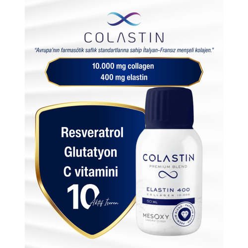 COLASTIN Premium Blend 10.000 mg Kollajen + 400 mg Elastin � S�v� Kollajen Shot � Type 1-2-3 � Cilt S�k�la�t�r�c� � 50 ml