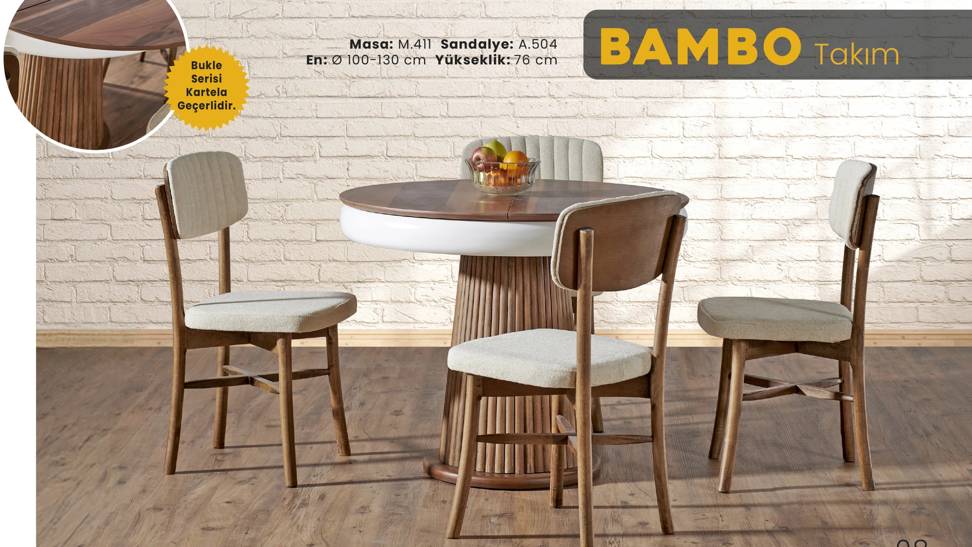 Bambo Yuvarlak Masa Sandalye Takımı
