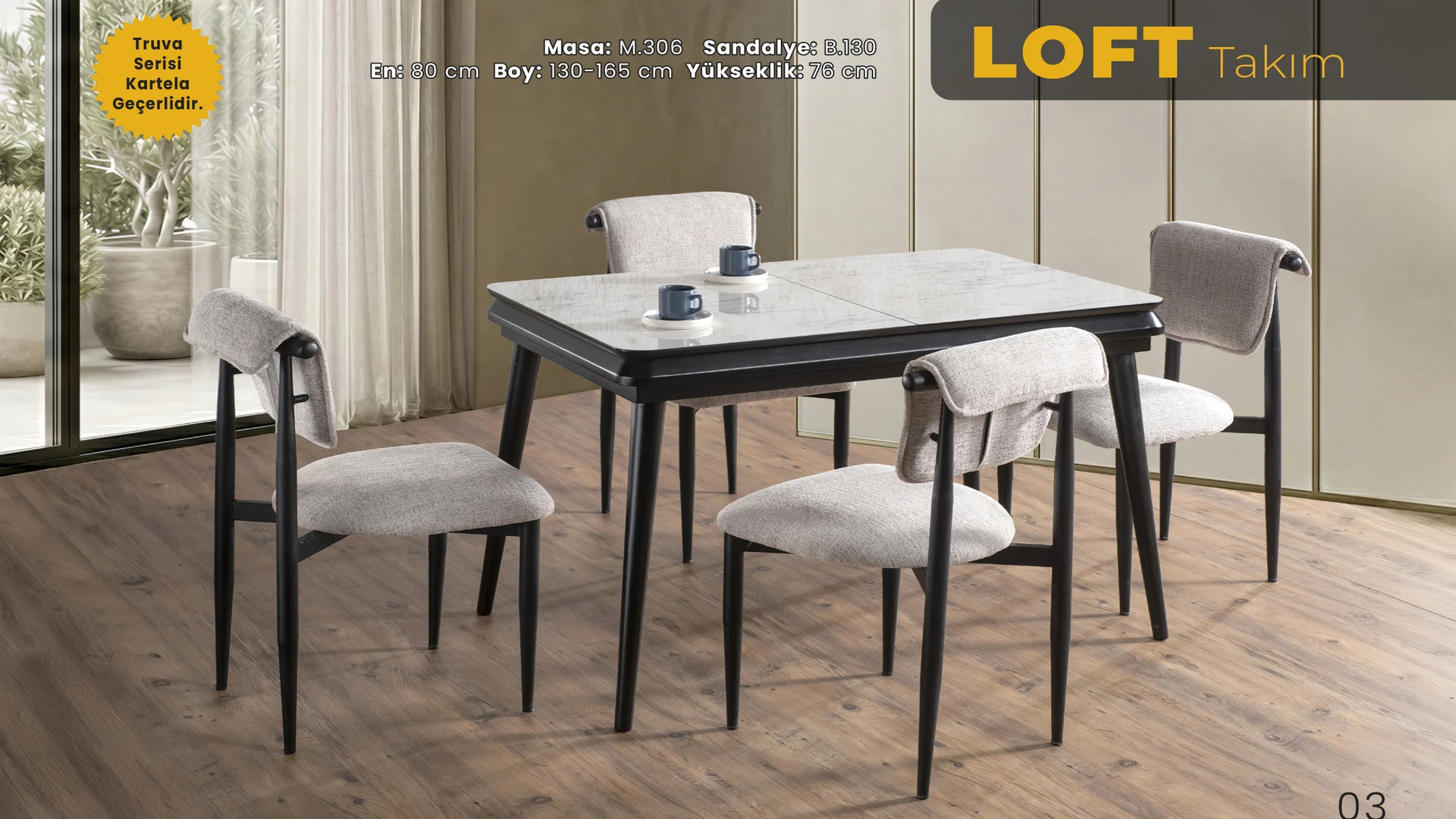 Loft Mutfak Masa Sandalye Takımı