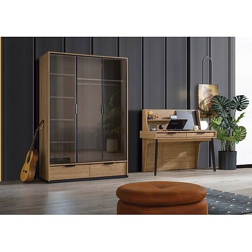 Kolezyum Wardrobe Glass Lid  - 3 Door Reflected