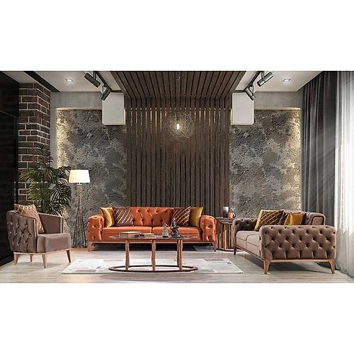 Lila Wooden Leg Sofa Set