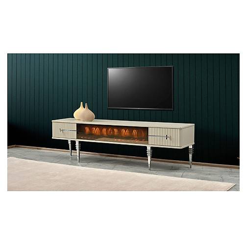 Asel TV Stand with Fireplace Beige