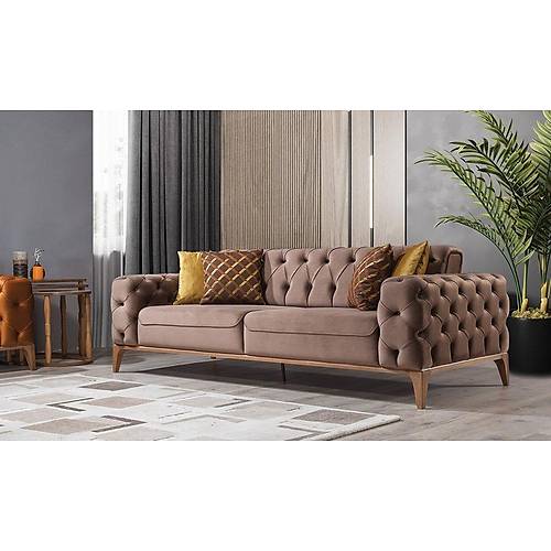 Lila Wooden Leg Sofa Set