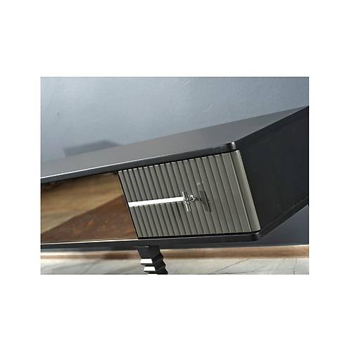 Asel TV Stand with Fireplace Black
