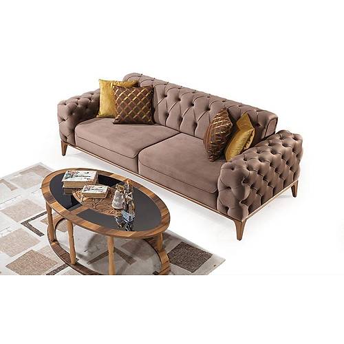 Lila Wooden Leg Sofa Set