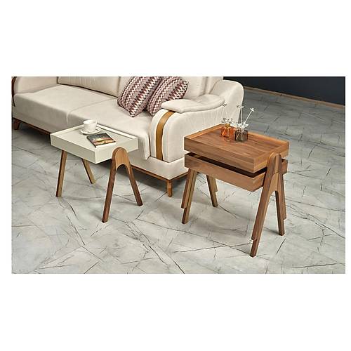Demirsan Nesting Table Beige / Walnut 3017