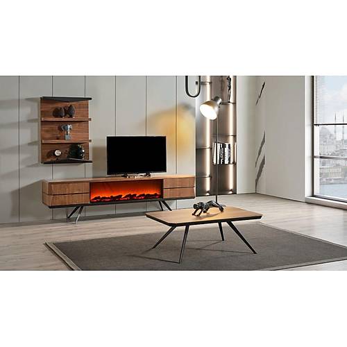 Velar TV Unit with Fireplace Walnut