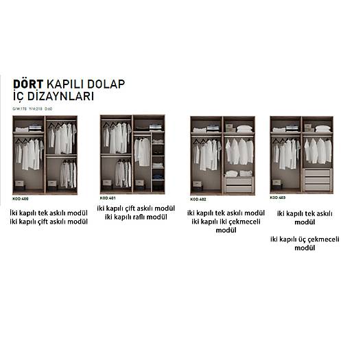 Volante Wardrobe - 4 Doors Anthracite