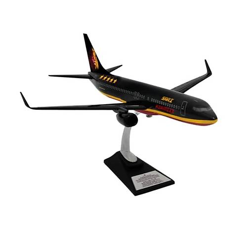 Boeing 737-800 1/100 Ölçek Klasik Aslan Tasarımlı Siyah Maket Uçak