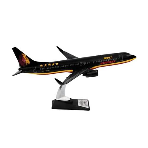 Boeing 737-800 1/100 Ölçek Klasik Aslan Tasarımlı Siyah Maket Uçak