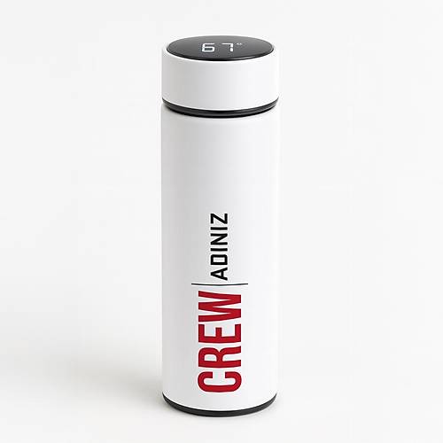Adnza zel Crew Dijital Gstergeli elik Termos Beyaz - 500 ml