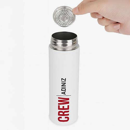 Adnza zel Crew Dijital Gstergeli elik Termos Beyaz - 500 ml
