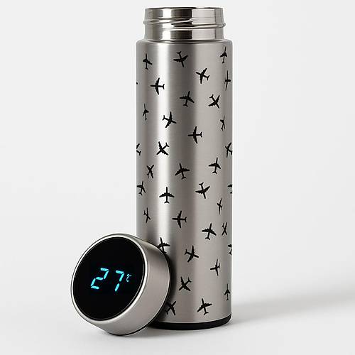 Uak Desenli Dijital Gstergeli elik Termos Gm - 500 ml