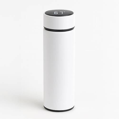 Dijital S�cakl�k G�stergeli �elik Termos Beyaz - 500 ml