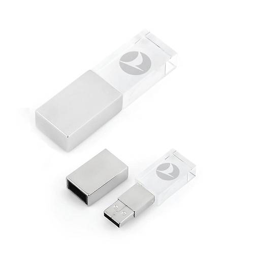 THY Amblem USB Bellek - Kristal, Mavi Ikl, 32 GB