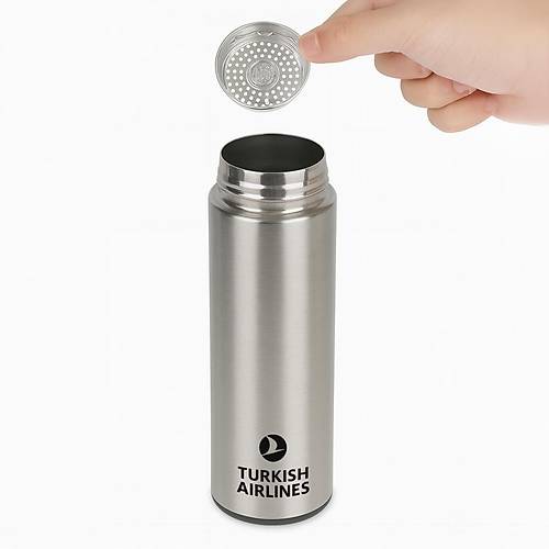 Turkish Airlines Logolu Dijital Gstergeli elik Termos Gm - 500 ml