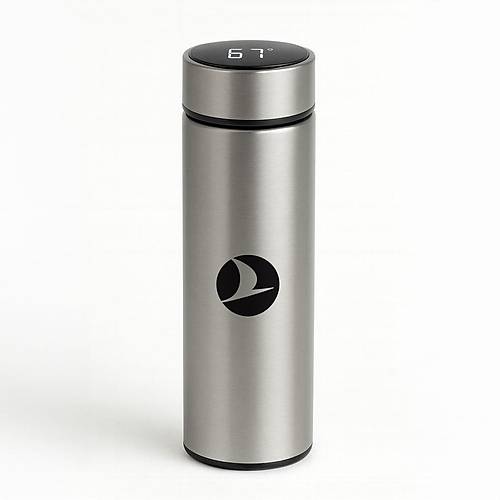 Turkish Airlines Amblemli Dijital Gstergeli elik Termos Gm - 500 ml