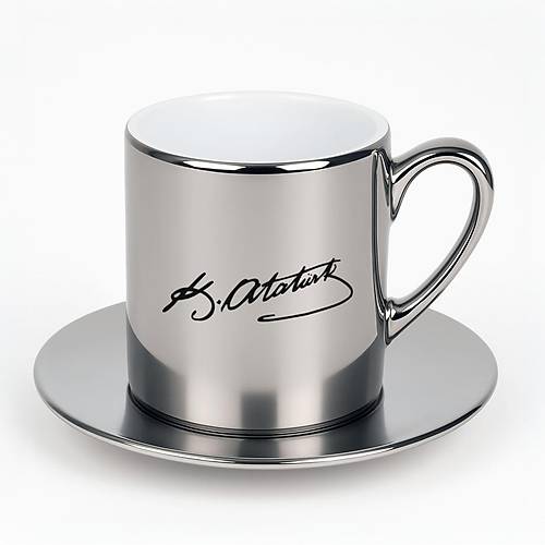 Atat�rk �mzal� G�m�� T�rk Kahvesi Fincan�