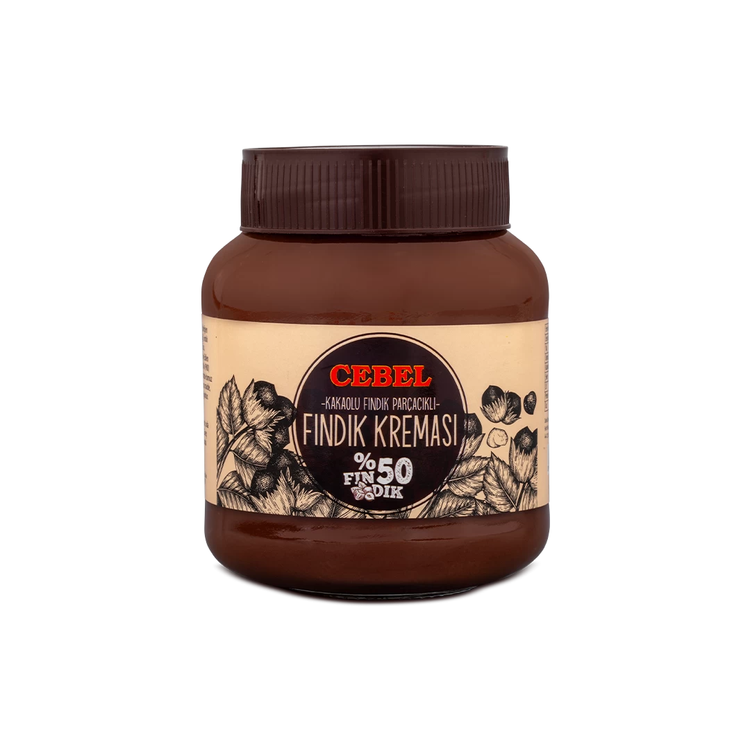 Cebel Fındık Parçacıklı Kakaolu Fındık Kreması 350 gr (Kavanoz) %50