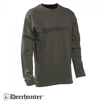 DEERHUNTER Logo Yeil Uzun Kollu Tirt 
