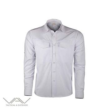 VAV Uzun Kol Gmlek Tacflex-01 Beyaz