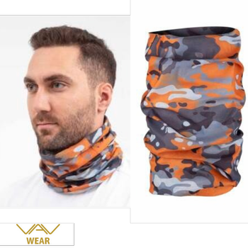 VAV BUFFO01 Boyunluk, Bileklik. Bandana Turuncu - Gri