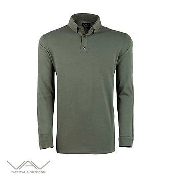 VAV Tlac-04 Polo Yaka Uzun Kol Tirt Haki