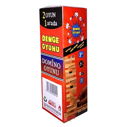54 Par�a Mdf Ah�ap Denge Oyunu ve Domino Oyunu 2'si 1 Arada