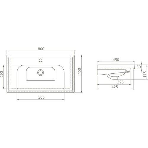 TURKUAZ CERASTYLE FRAME ETAJERL LAVABO 80*45 CM