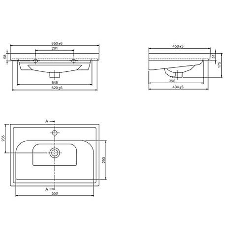 TURKUAZ CERASTYLE FRAME ETAJERL LAVABO 65*45