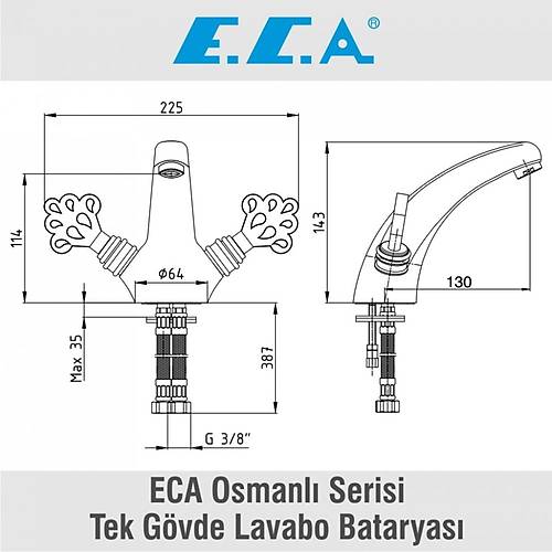 ECA OSMANLI TEK GVDE LAVABO BATARYASI