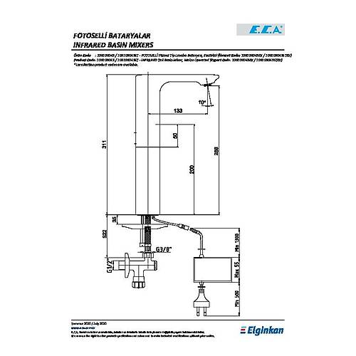 ECA COMPACT FOTOSELL YKSEK TP LAVABO BATARYASI ELEKTRKL