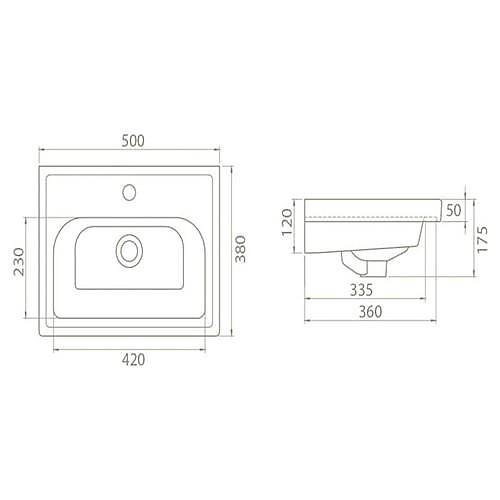 TURKUAZ CERASTYLE FRAME ETAJERL LAVABO 50*38 CM