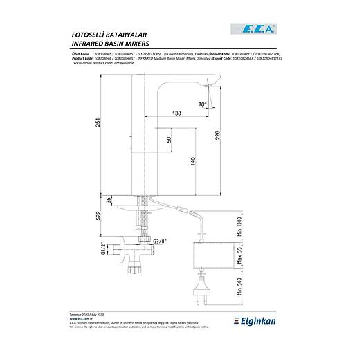 ECA COMPACT FOTOSELL ORTABOY LAVABO BATARYASI FT SU GRL PLL