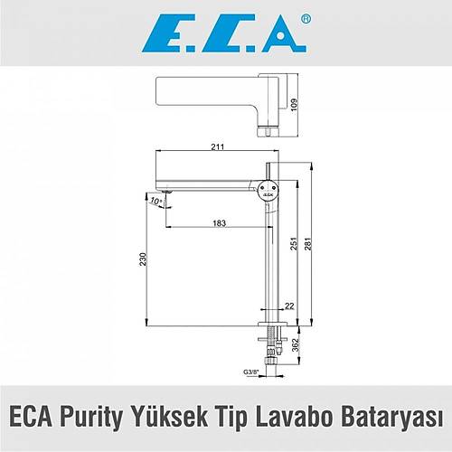 ECA PURITY YUK.TIP. LAVABO BATARYASI