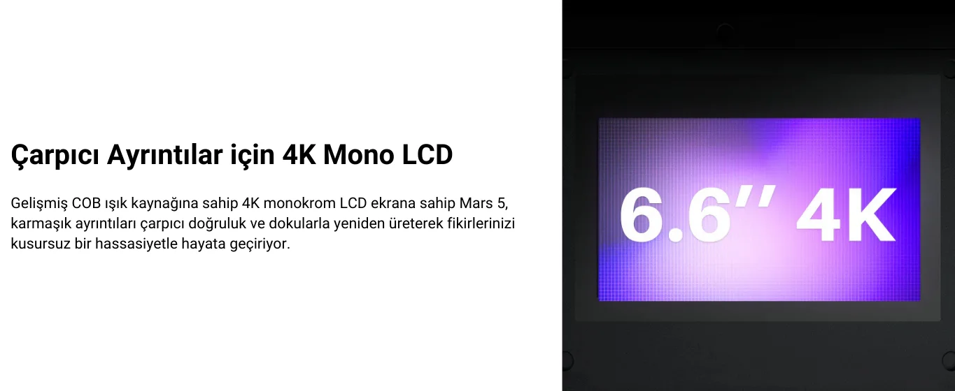 ELEGOO Mars 5\\\' in 4K mono LCD ekranyla arpc detaylar