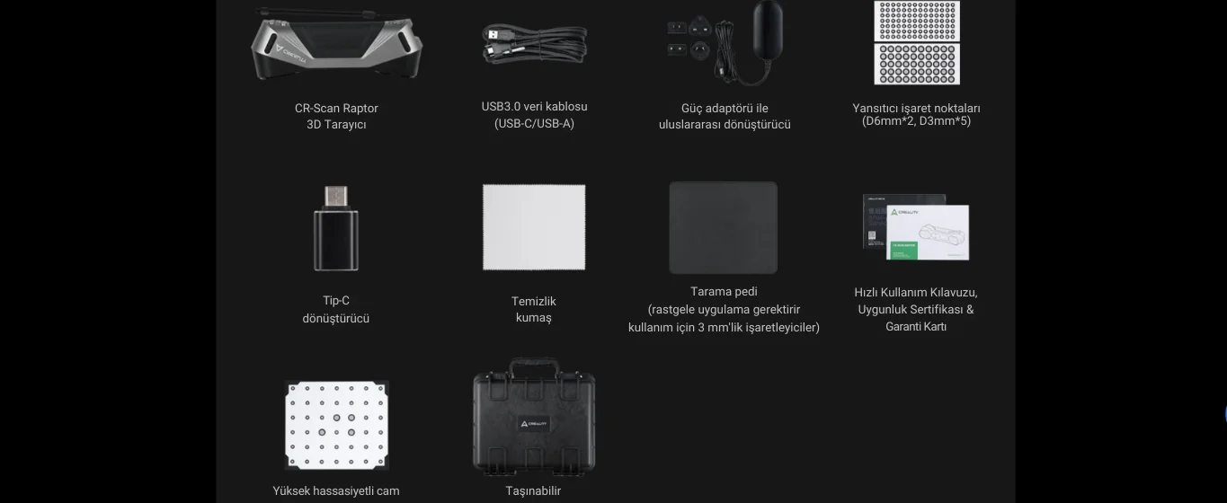 CR Scan Raptor 3D Tarayc - Kutu erii