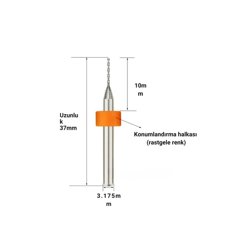 PCB Mini CNC Mikro Karbr Matkap Ucu Seti - 10 Adet 0.8mm Drill Bits