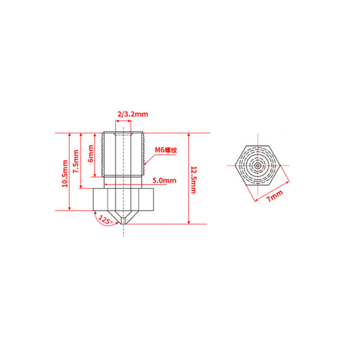 0.6mm E3D V5/V6 elik Nozzle - 1.75mm